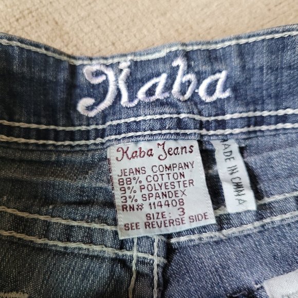 EUC Silver Sparkly Denim Blue Jean Shorts w/ Rhinestones, Size 3 / Small XS Kaba - Picture 2 of 3